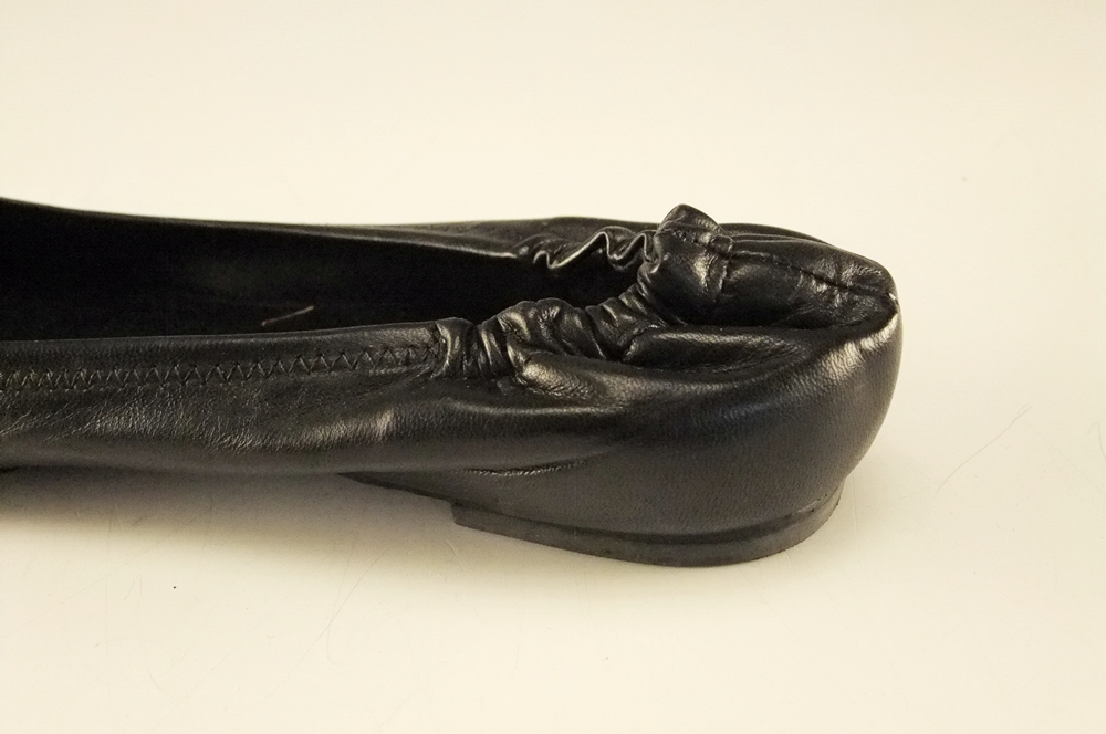 Pair of Tory Burch Black Soft Leather Reva Ballerina Flats