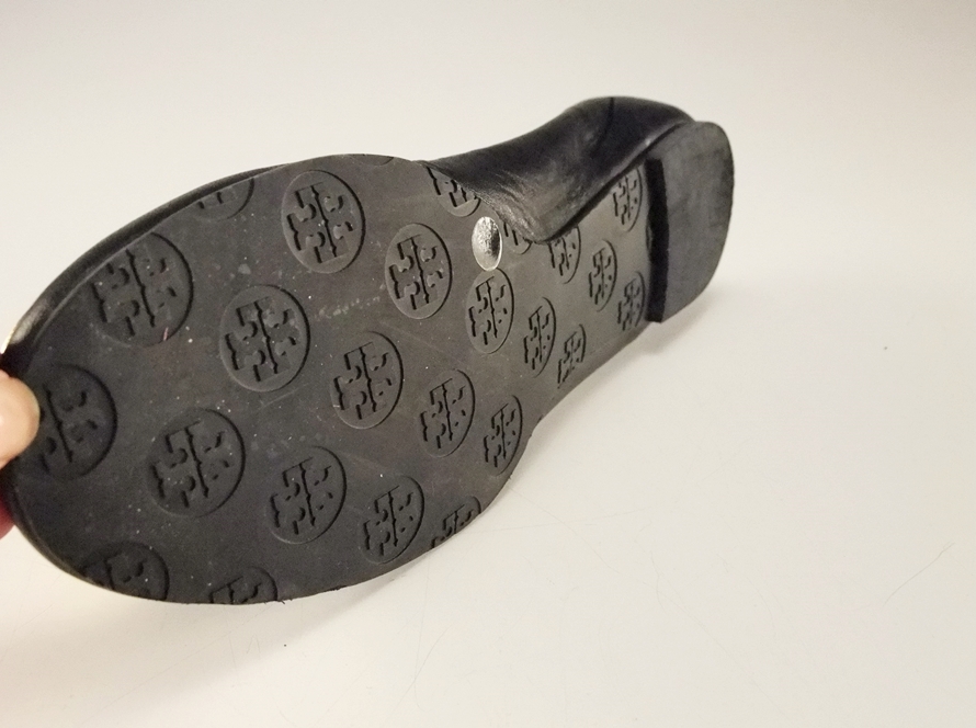 Pair of Tory Burch Black Soft Leather Reva Ballerina Flats
