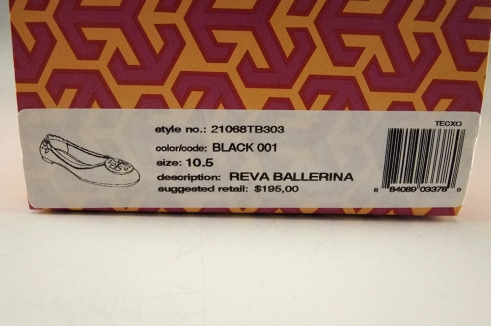 Pair of Tory Burch Black Soft Leather Reva Ballerina Flats