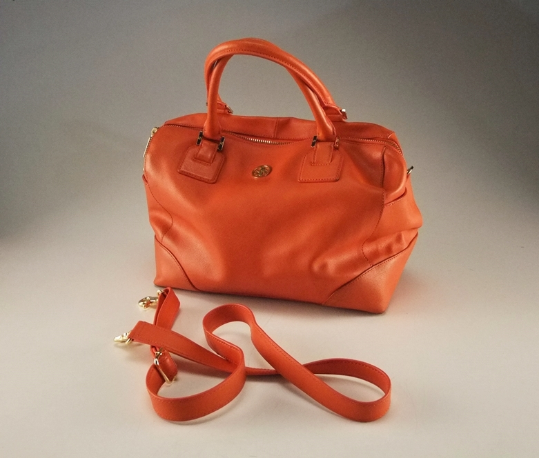 Tory Burch Robinson Middy Orange Saffiano Leather Satchel Hand/ Shoulderbag 
