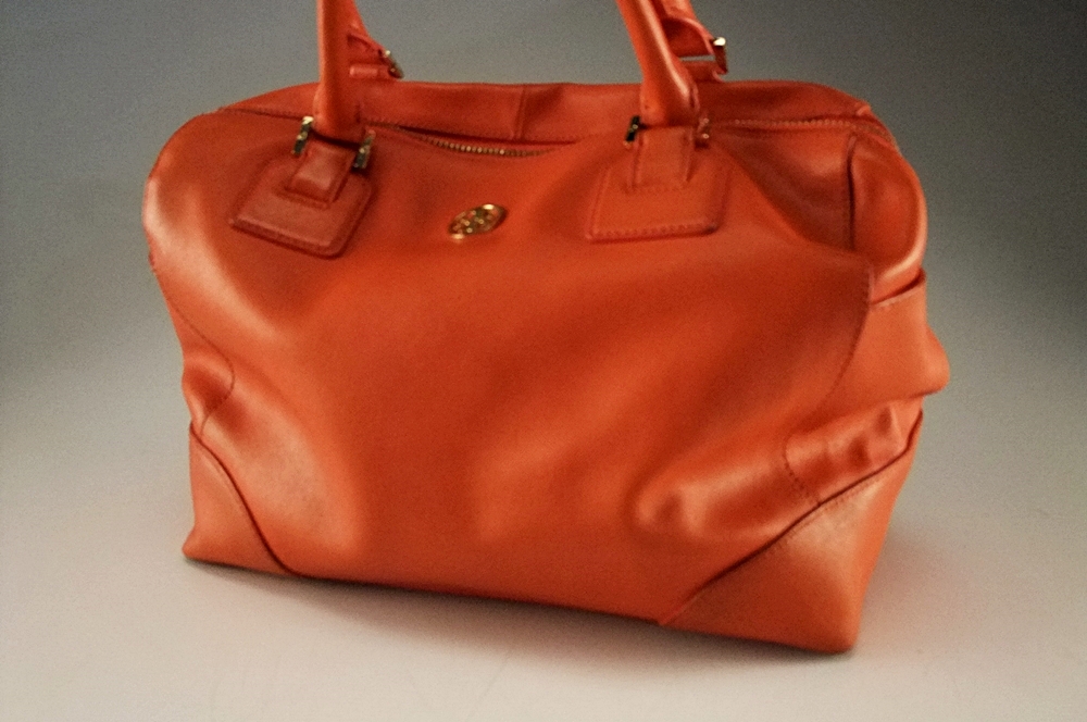 Tory Burch Robinson Middy Orange Saffiano Leather Satchel Hand/ Shoulderbag 