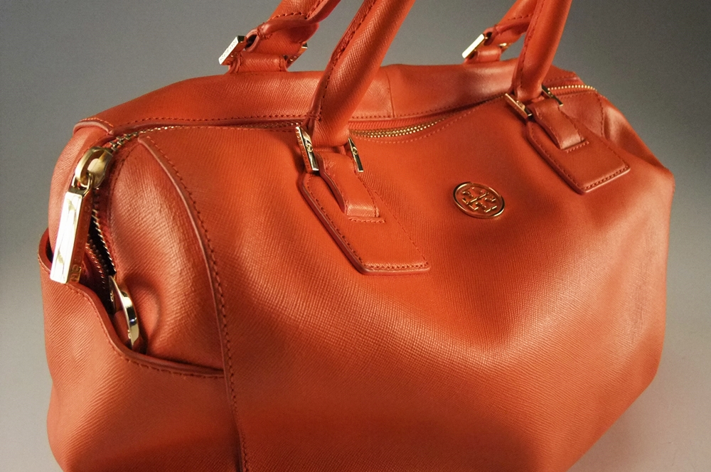 Tory Burch Robinson Middy Orange Saffiano Leather Satchel Hand/ Shoulderbag 