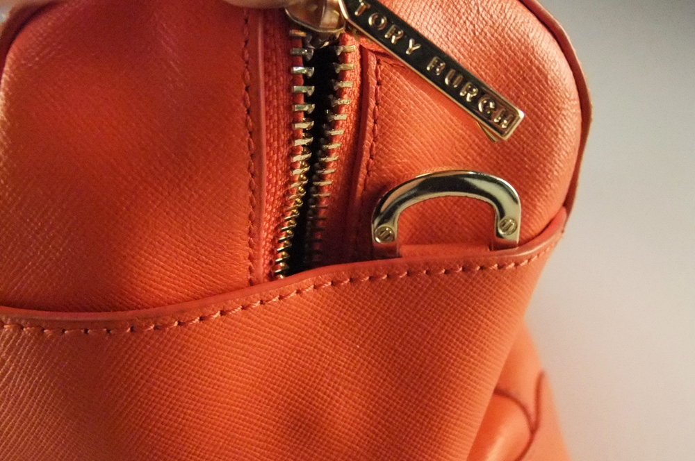 Tory Burch Robinson Middy Orange Saffiano Leather Satchel Hand/ Shoulderbag 