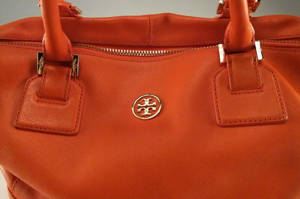 Tory Burch Robinson Middy Orange Saffiano Leather Satchel Hand/ Shoulderbag 