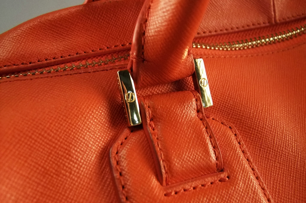 Tory Burch Robinson Middy Orange Saffiano Leather Satchel Hand/ Shoulderbag 