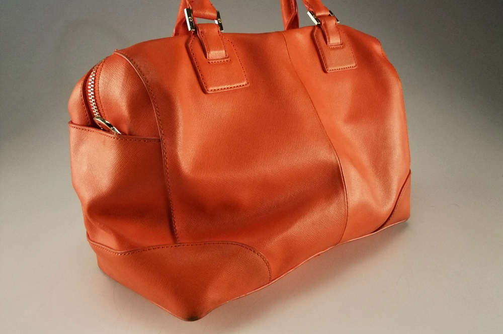 Tory Burch Robinson Middy Orange Saffiano Leather Satchel Hand/ Shoulderbag 