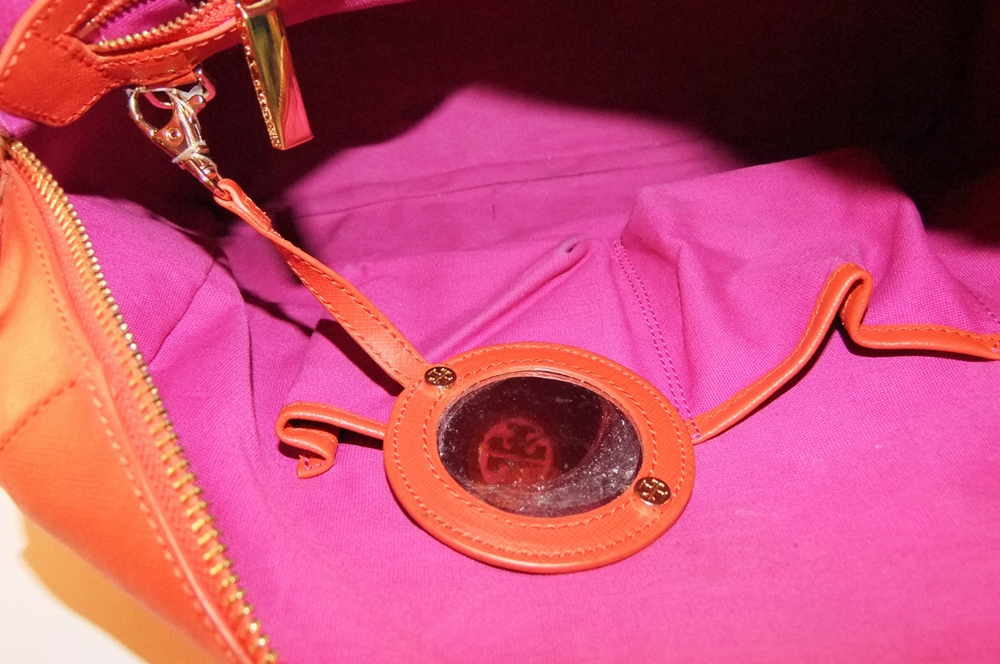 Tory Burch Robinson Middy Orange Saffiano Leather Satchel Hand/ Shoulderbag 