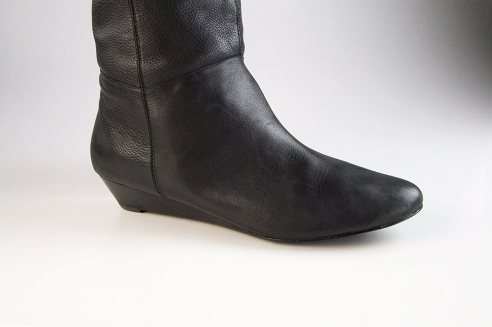 Audrey Brooke Black Soft Leather Tall Knee Length "Pirate" Boots 