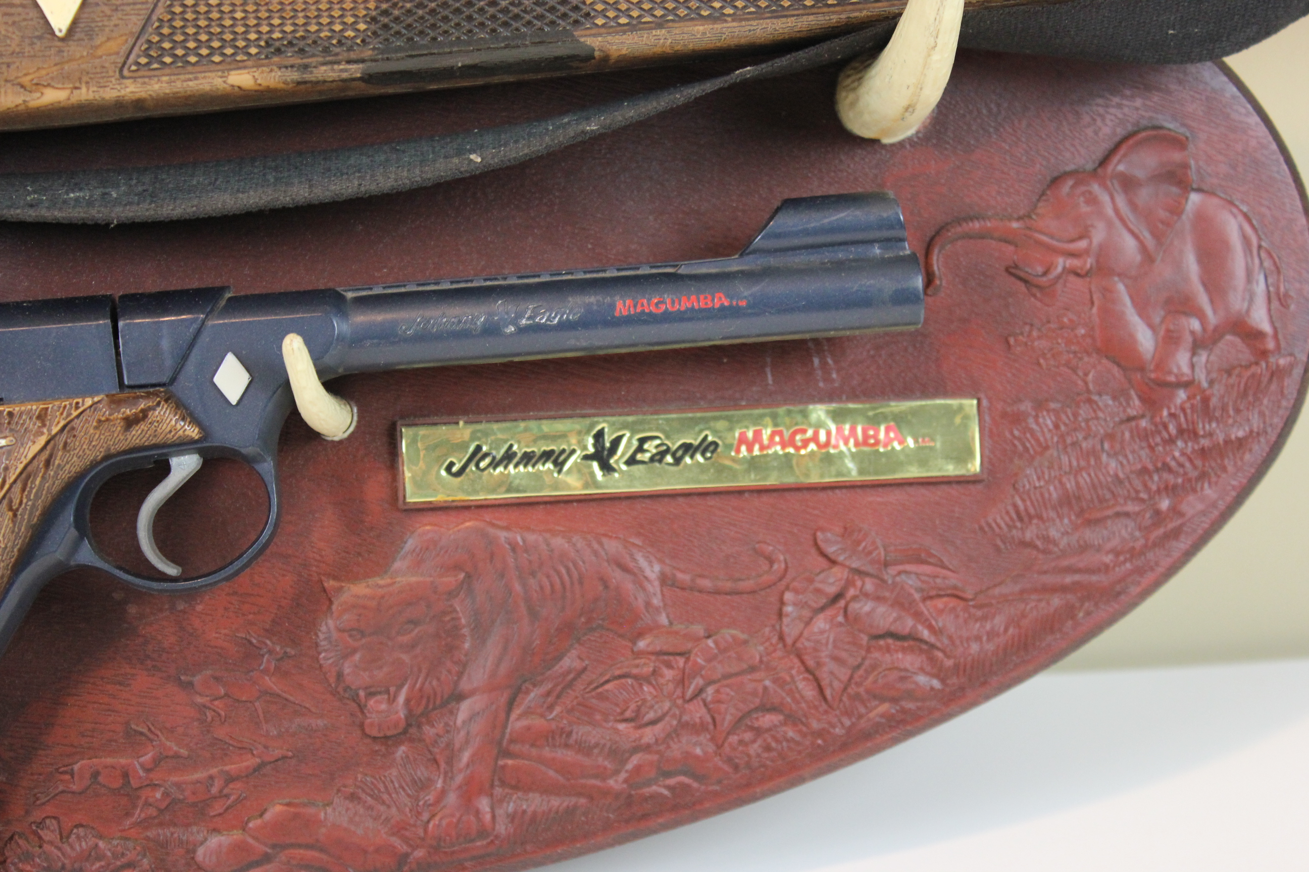 1960s Topper Toys Johnny Eagle Magumba Toy Gun Set with Plaque