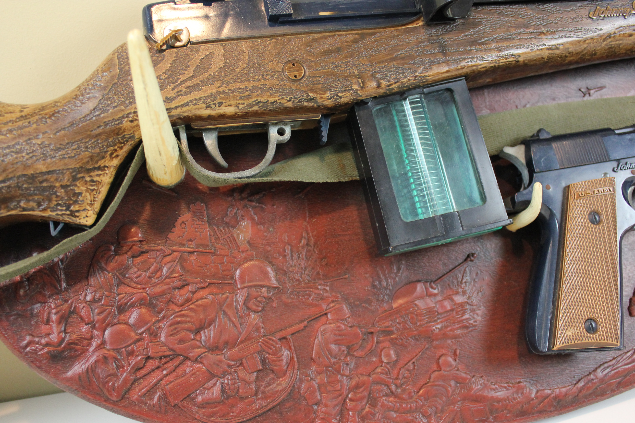 1960s Topper Toys Johnny Eagle Lieutenant Toy Gun Set with Plaque 