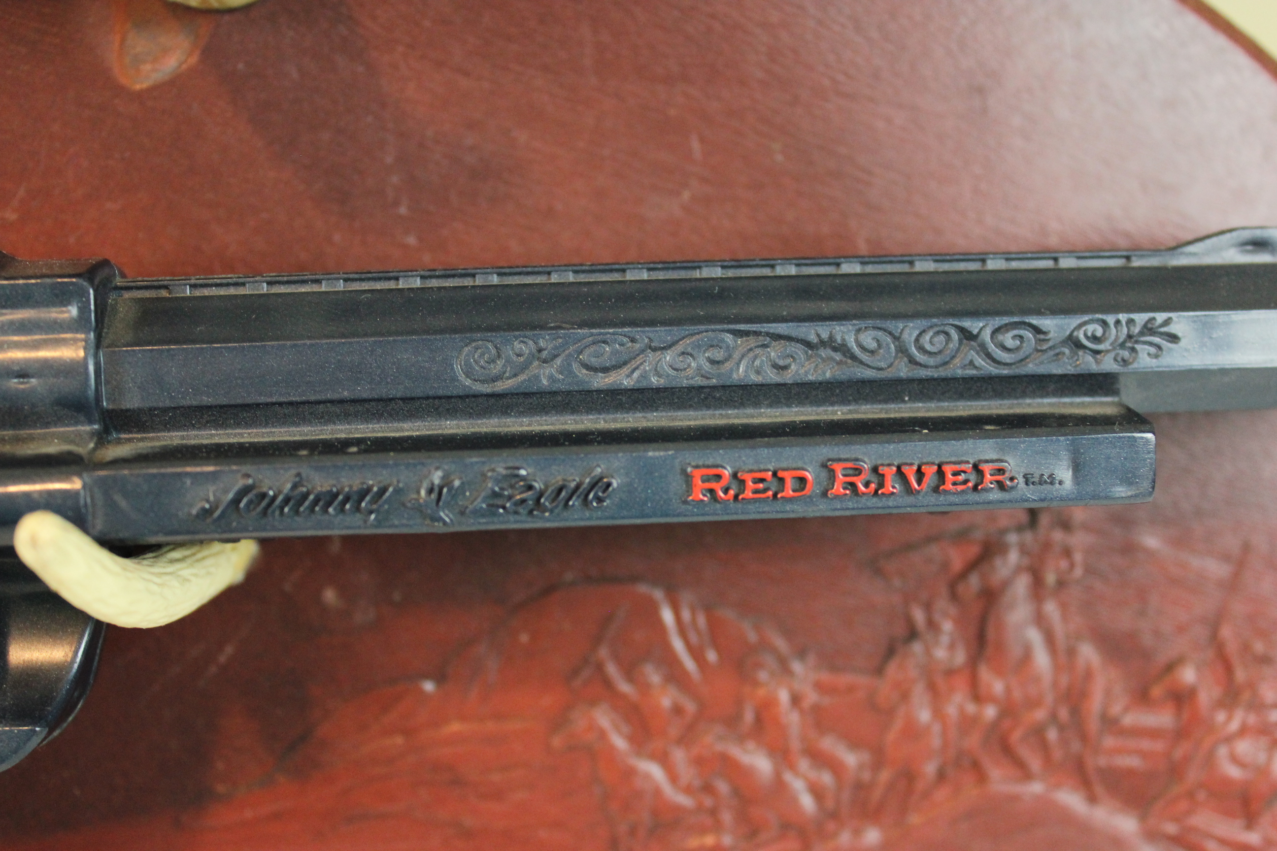 1960s Topper Toys Johnny Eagle Red River Toy Gun Set with Plaque 