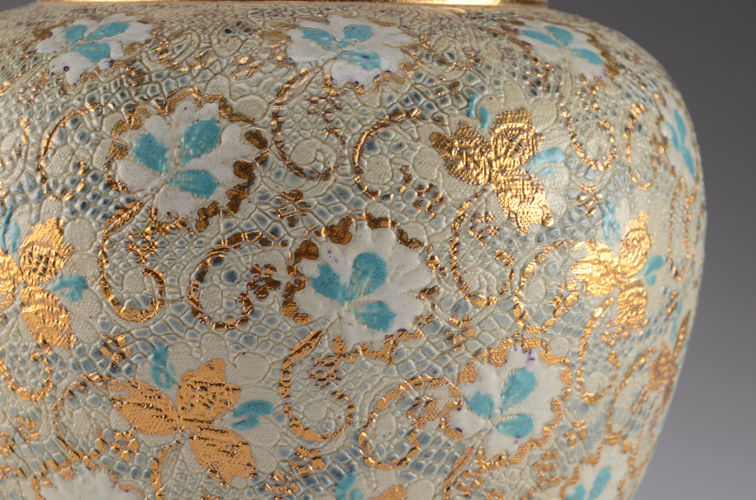 Royal Doulton Cobalt Blue Tall Art Pottery Vase. 1890. Chine/Tapestry.