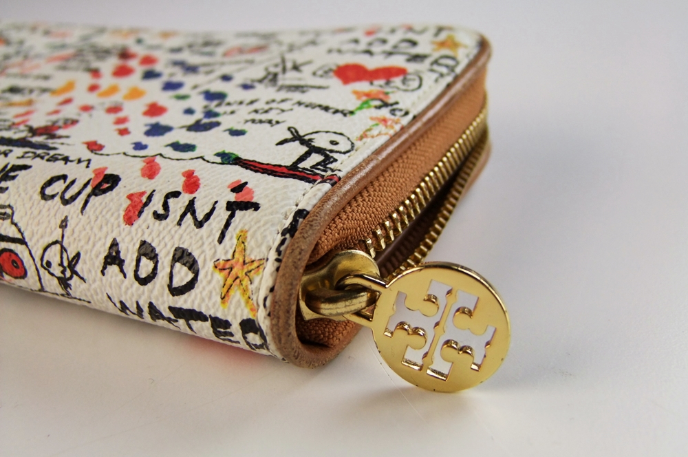 Tory Burch Leather Clutch with Inspirational Multi - Colored Graphics