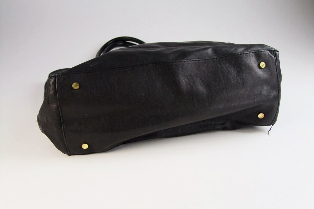 Tory Burch Black Embossed Logo Leather Tote 