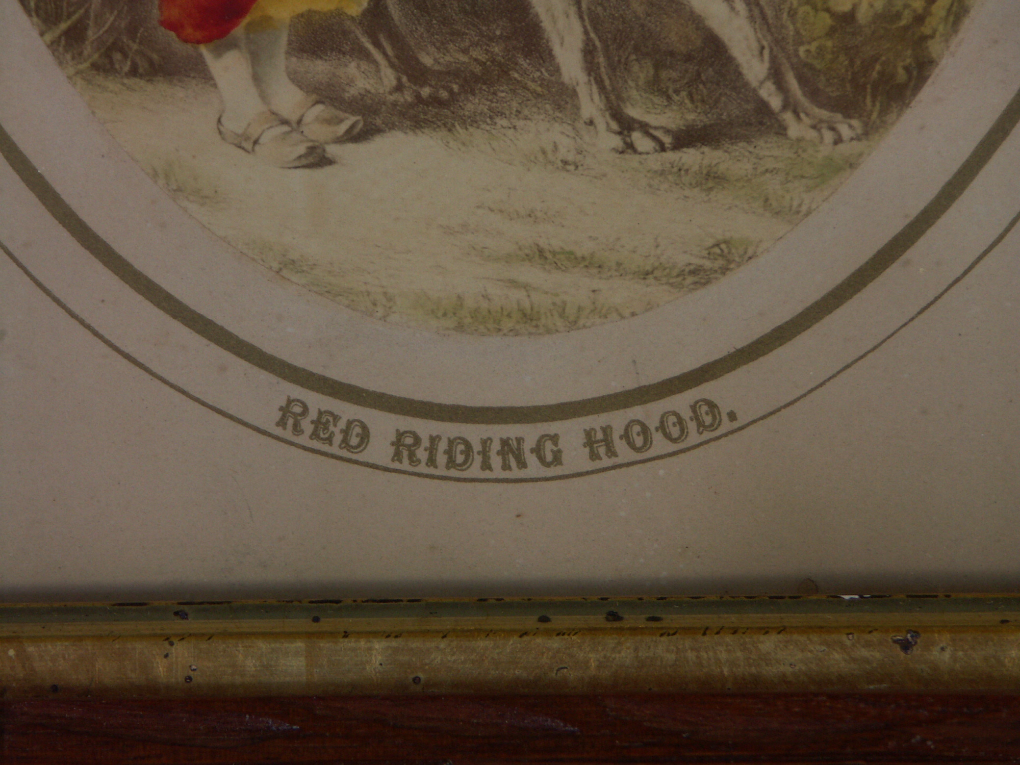 Antique Red Riding Hood Print in Black Forest Style Frame