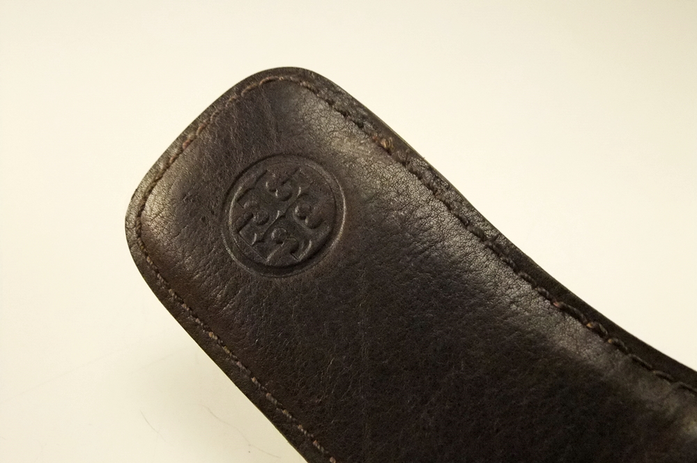 Pair of Tory Burch Leather Gaby Slides in Coconut