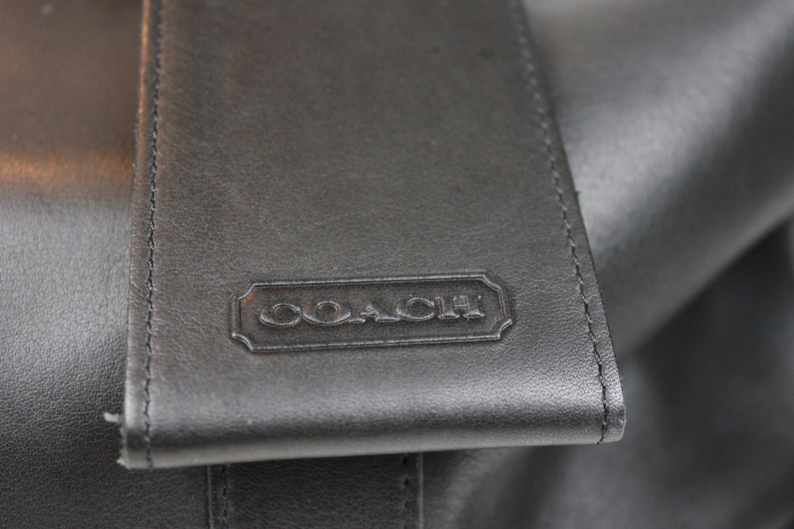 Men's Coach Black Leather Duffle Travel Bag