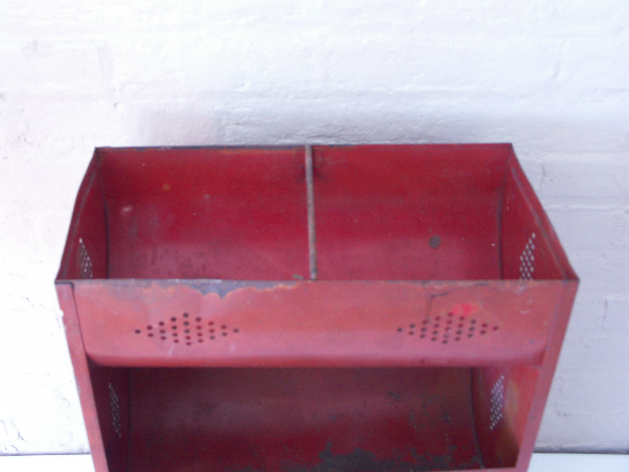 1940's Red Metal Vegetable Storage Bin