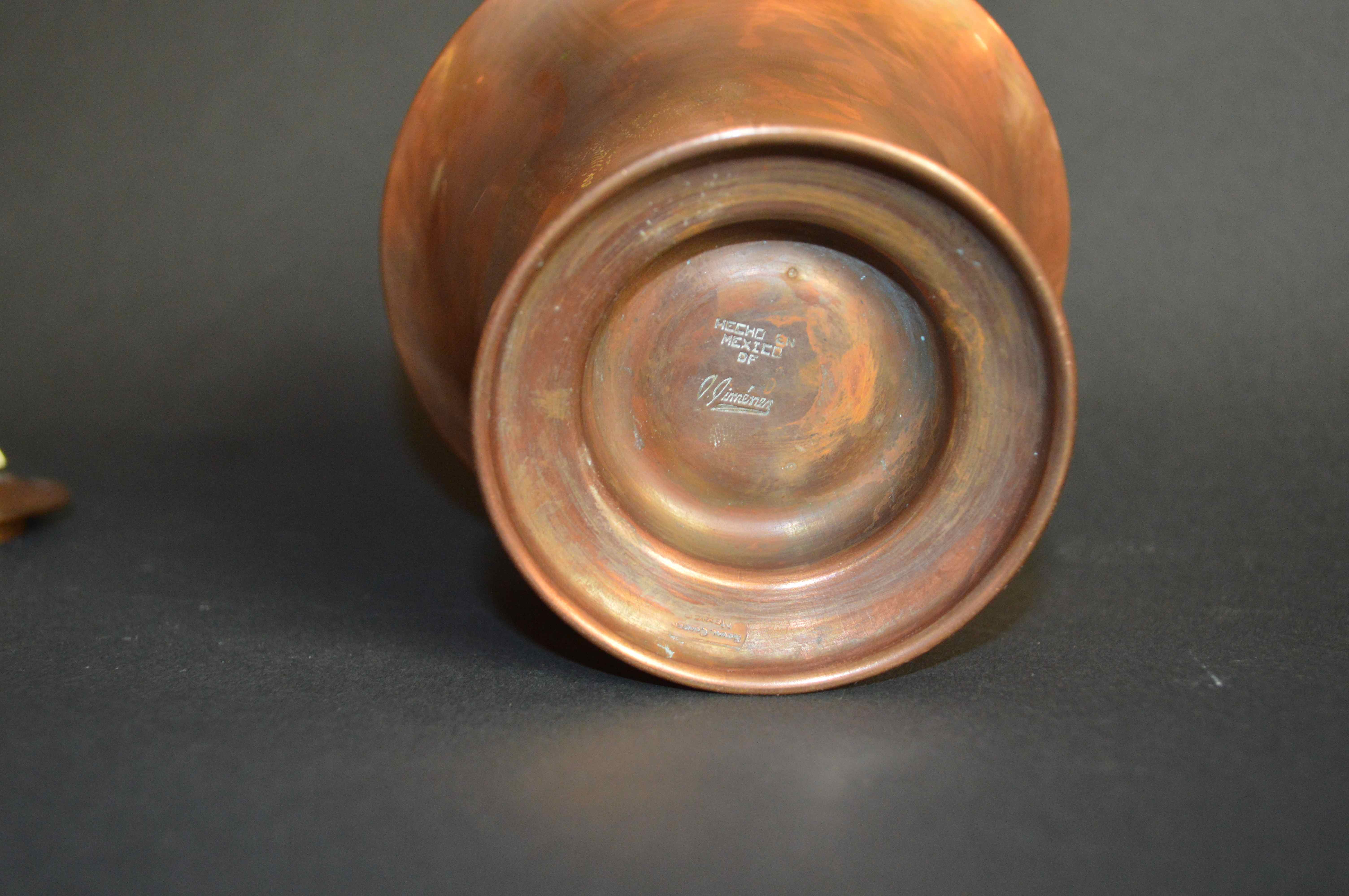 Modern Copper Cream & Sugar Set Made in Mexico by J. Jimenez 