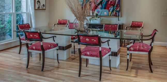 Contemporary Beveled Glass Top Dining Room Table