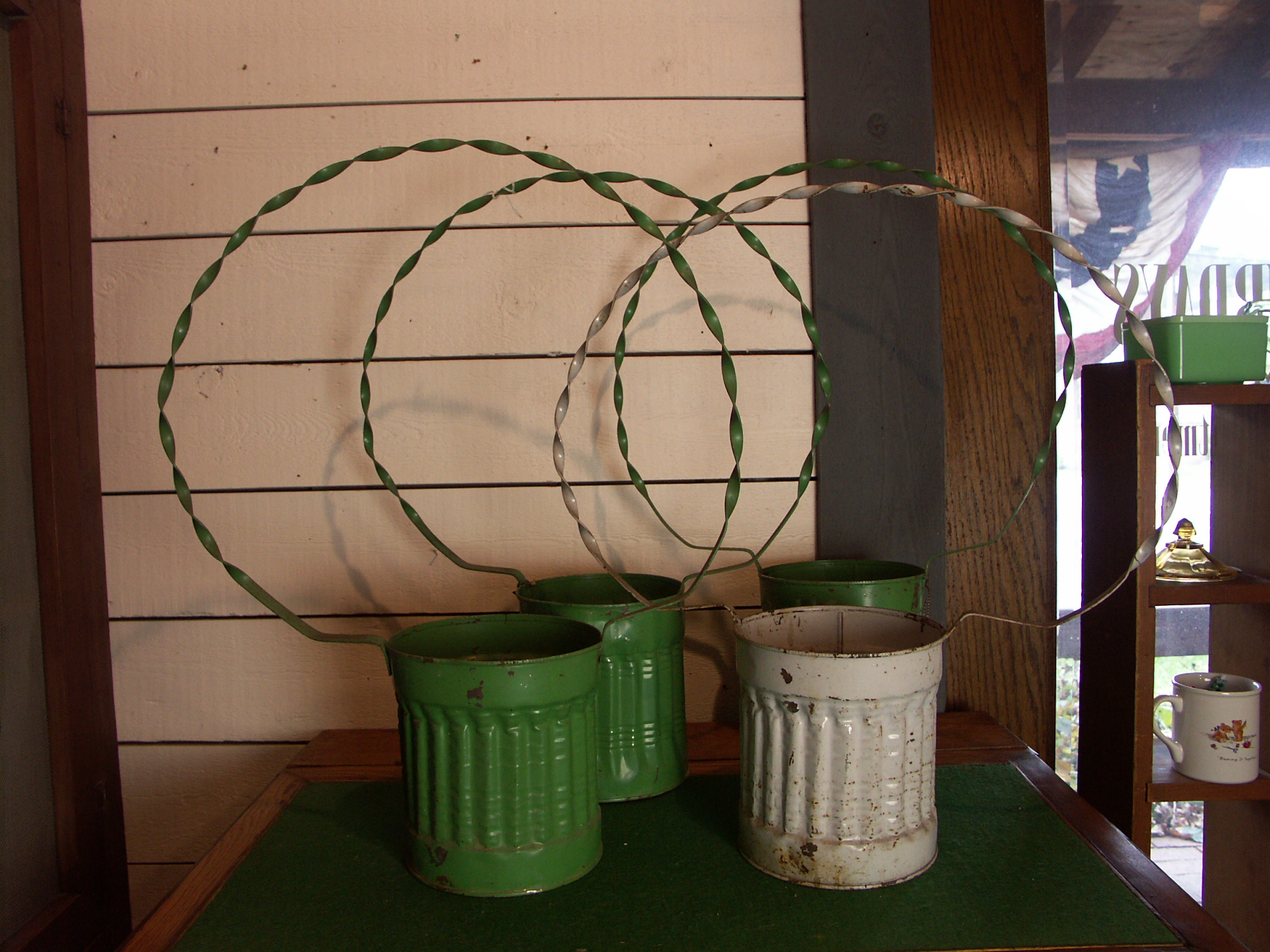Four Victorian Era Metal Funeral Flower Baskets