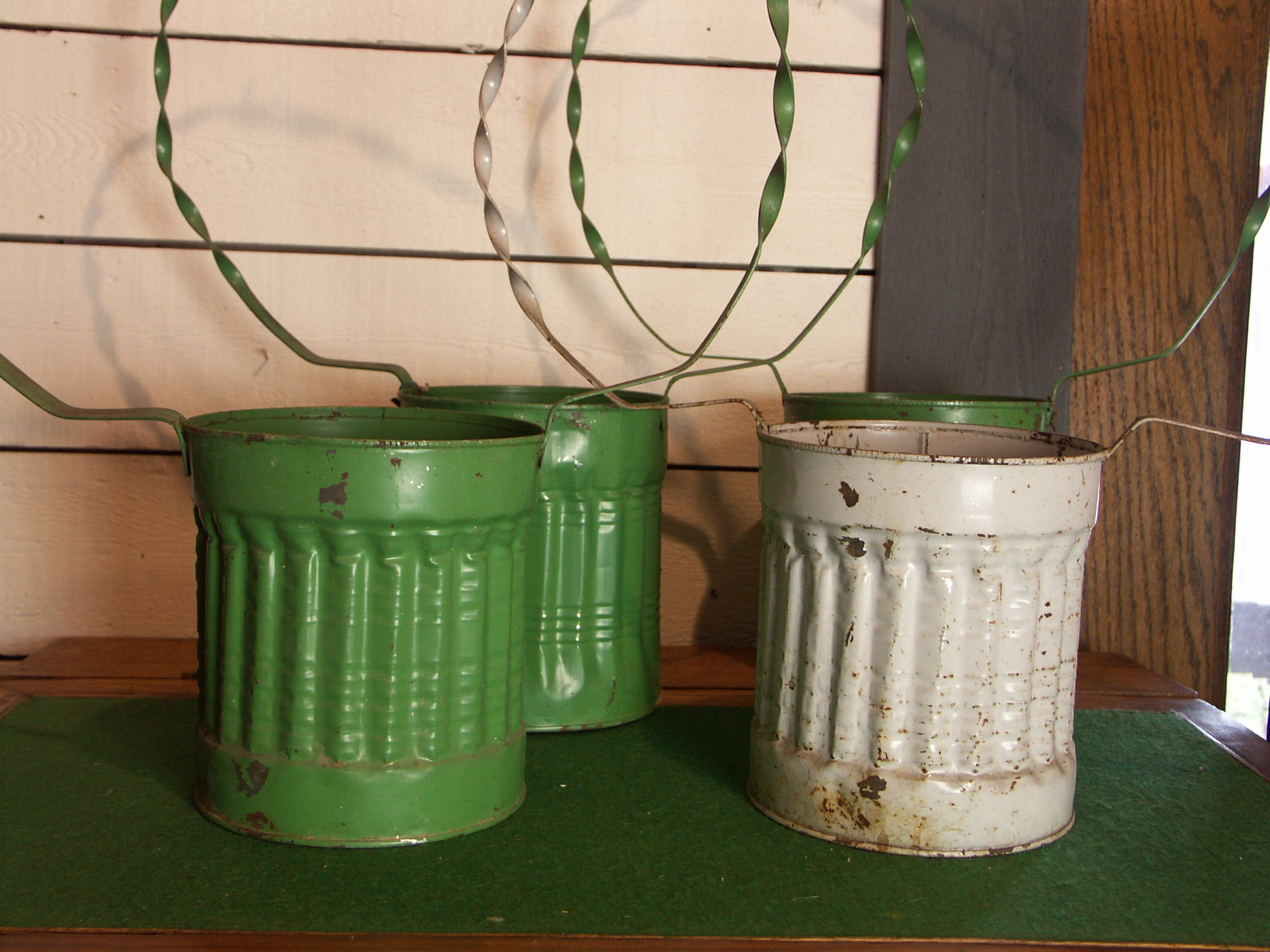 Four Victorian Era Metal Funeral Flower Baskets