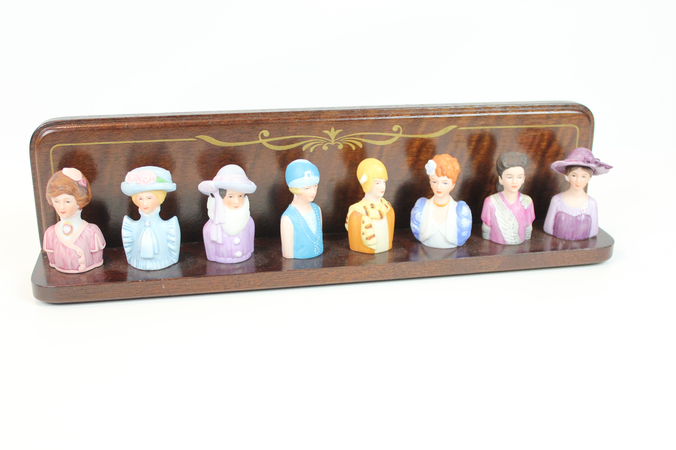 Avon American Fashion Porcelain Thimbles Collection & Display Rack EBTH