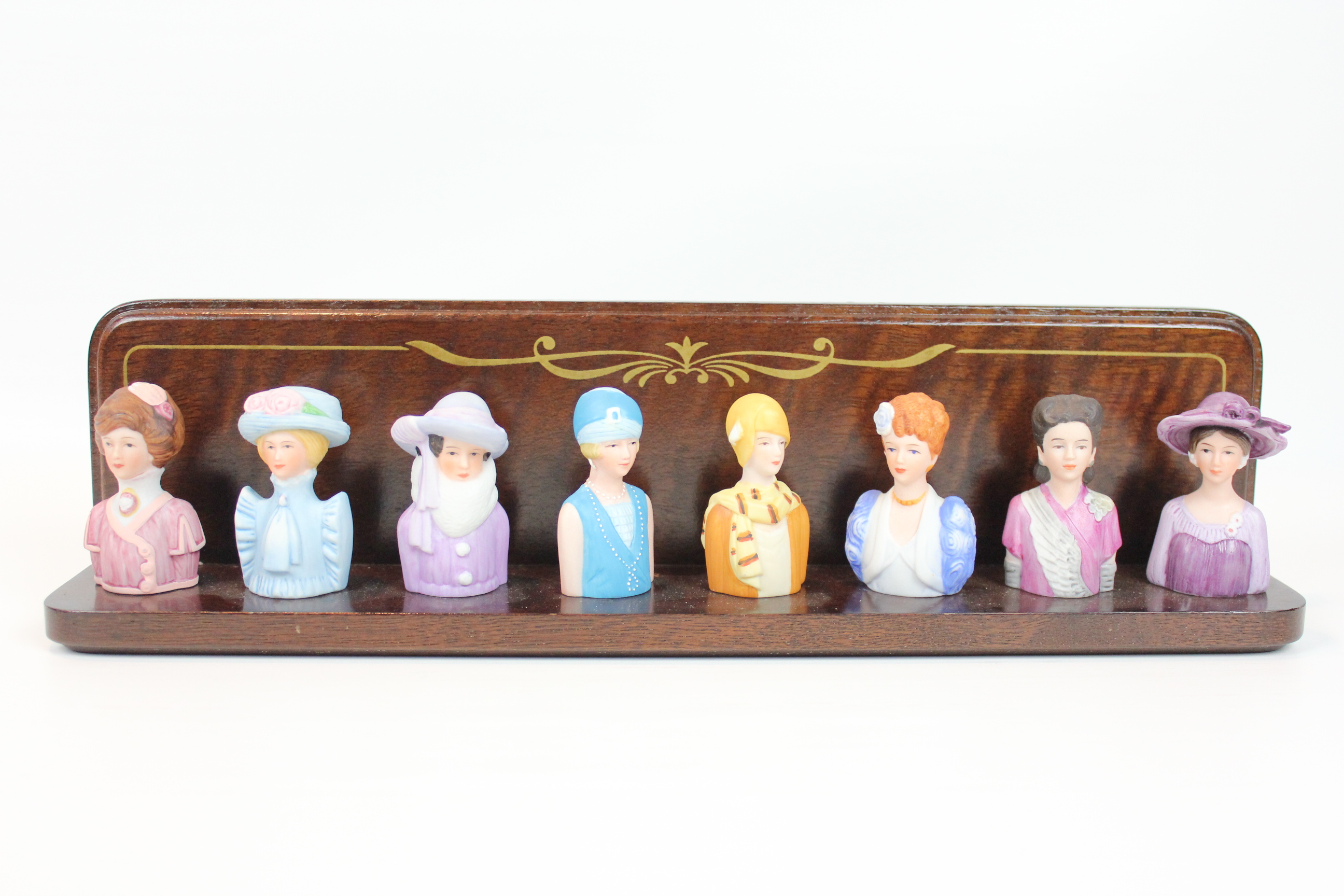 Avon American Fashion Porcelain Thimbles Collection & Display Rack EBTH