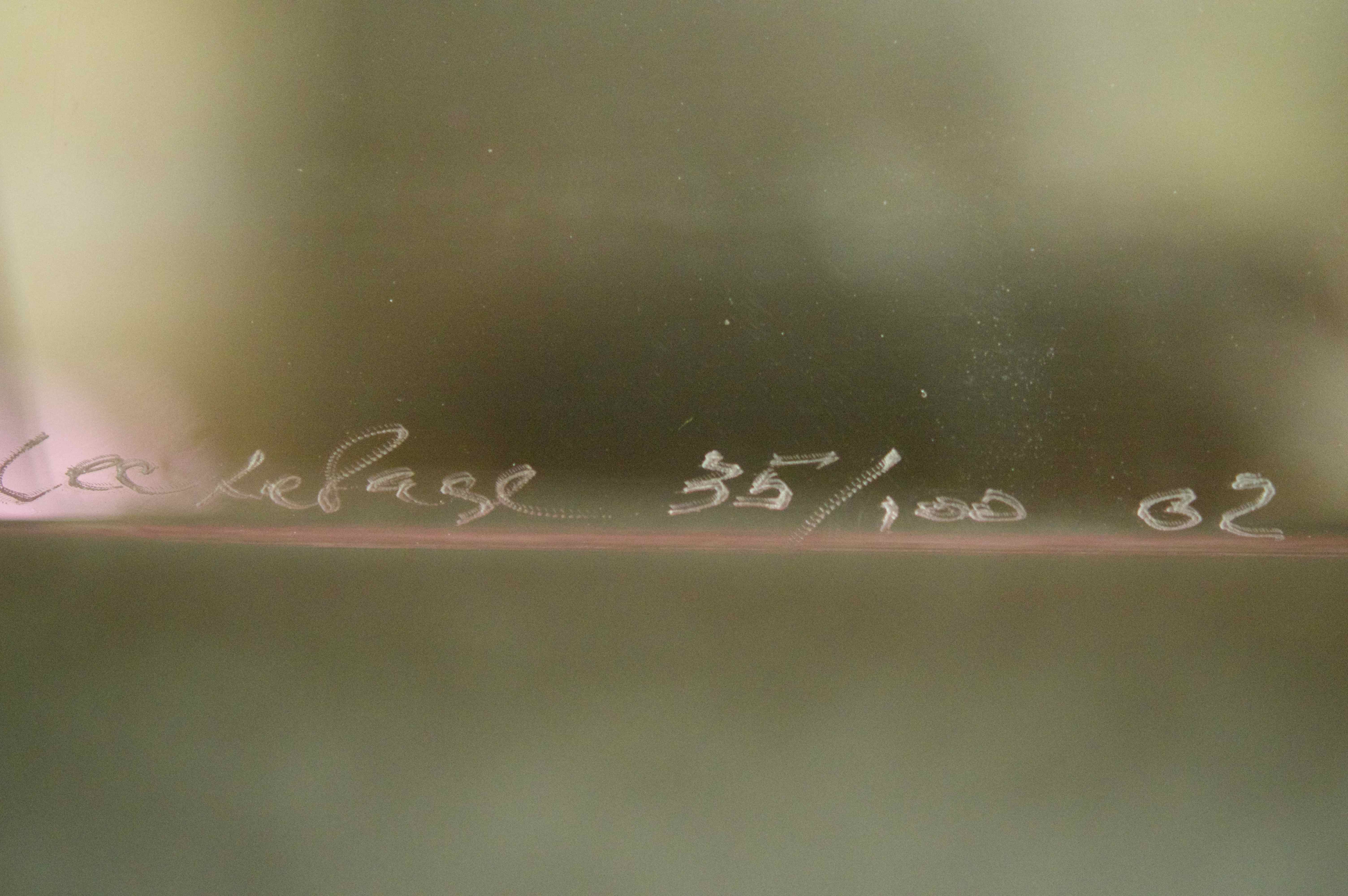 Chec LePage Lucite Candlestick Pair with Burgundy Painted Sides