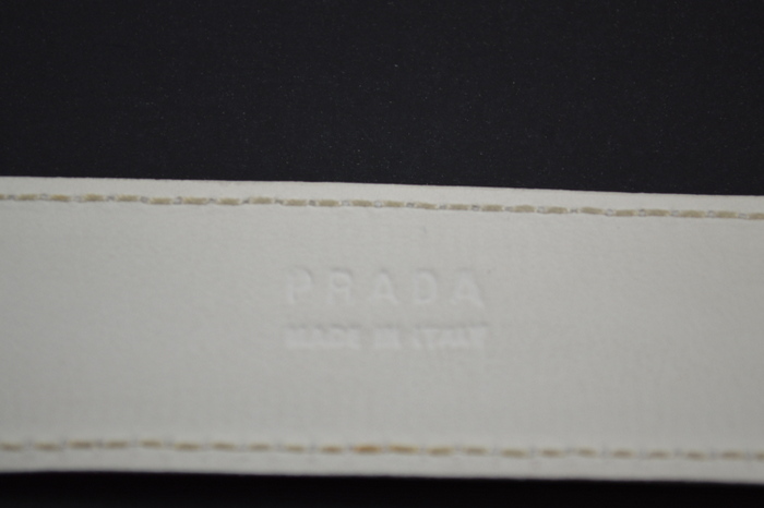 White Leather Prada Belt - Adjusable