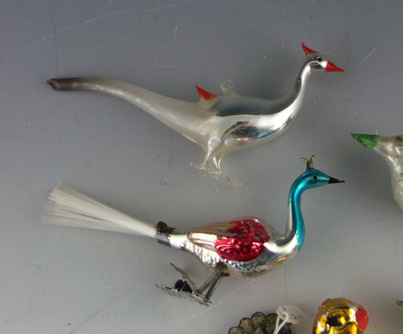 Vintage Mercury Glass Bird Christmas Ornaments