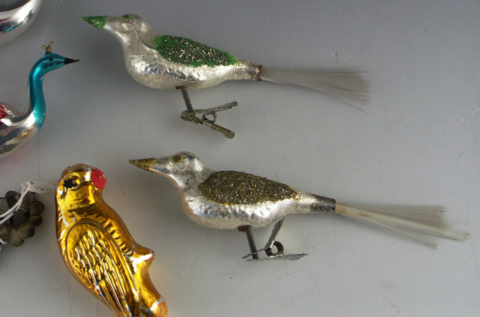 Vintage Mercury Glass Bird Christmas Ornaments