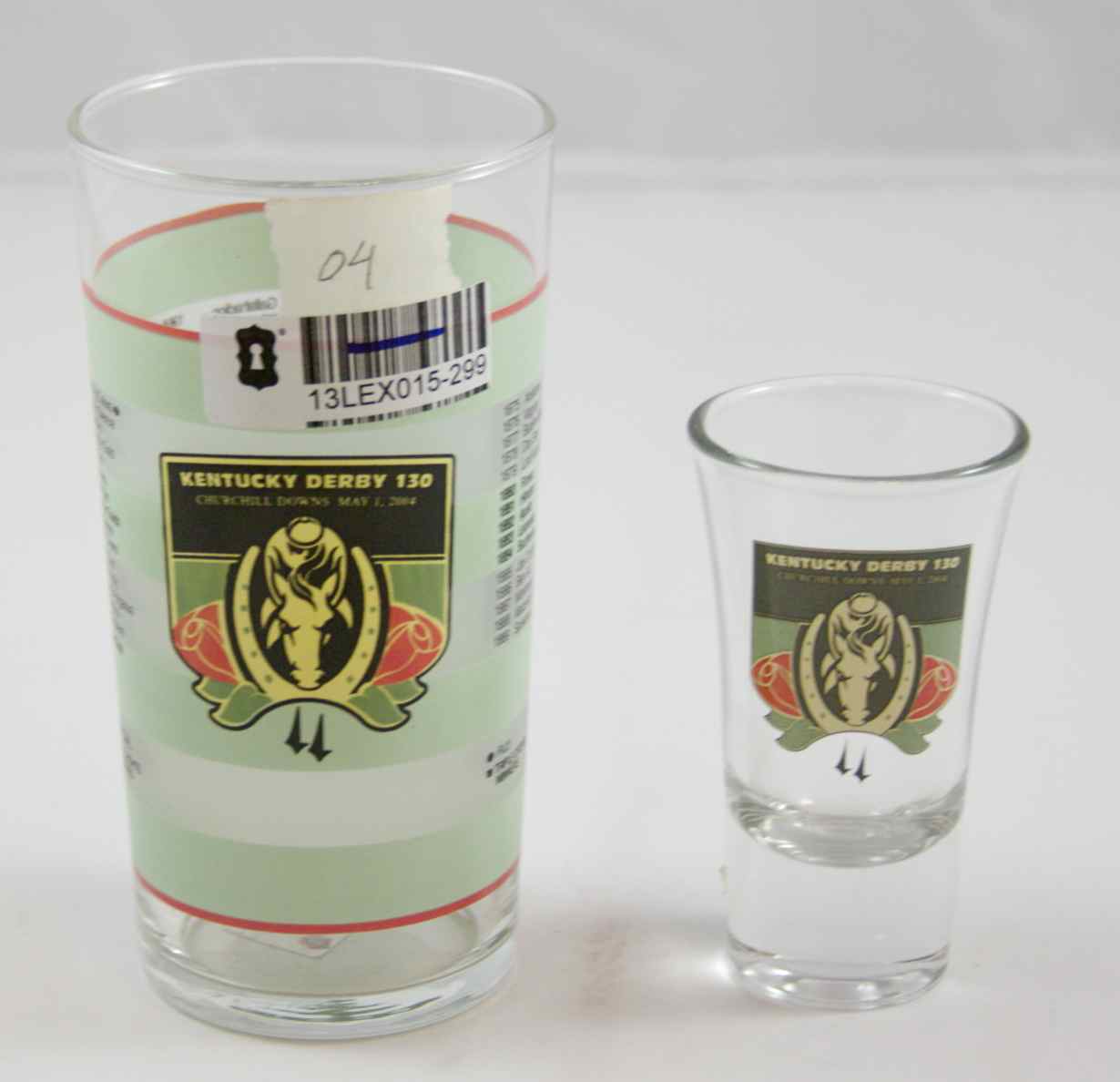 2004 Kentucky Derby Glass and Shot Glass