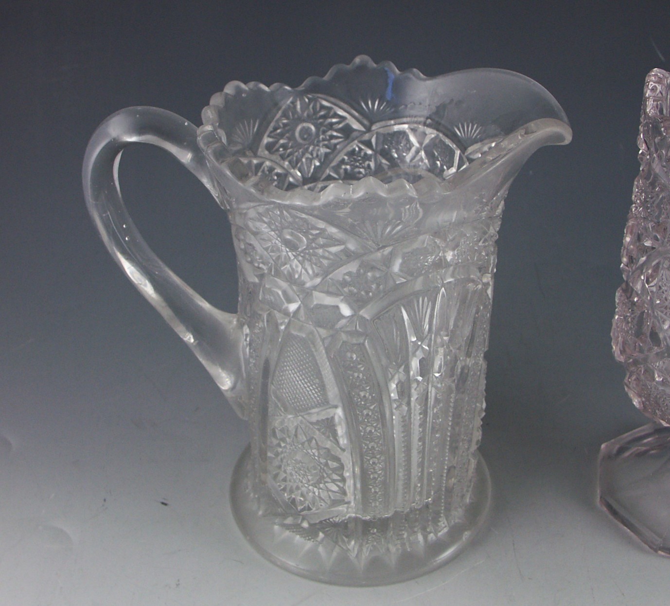Two Vintage Pressed Glass Items - Pitcher and Vase