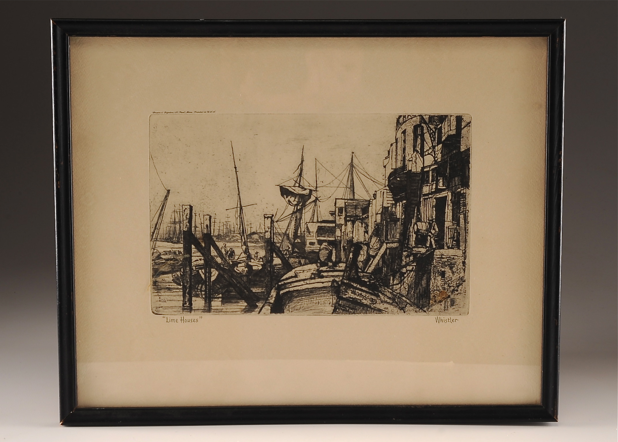 Whistler Etching of Thames Waterfront