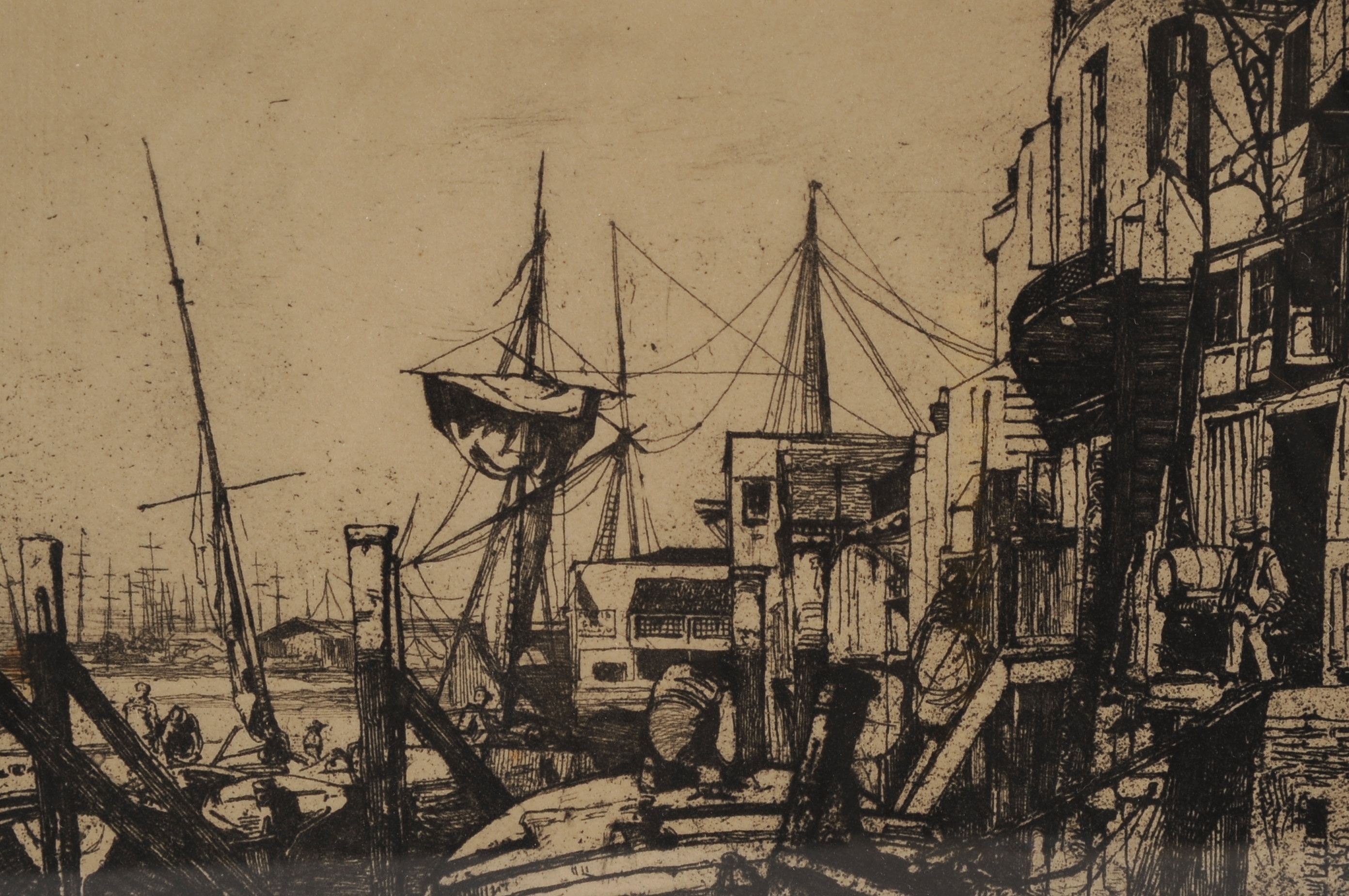 Whistler Etching of Thames Waterfront
