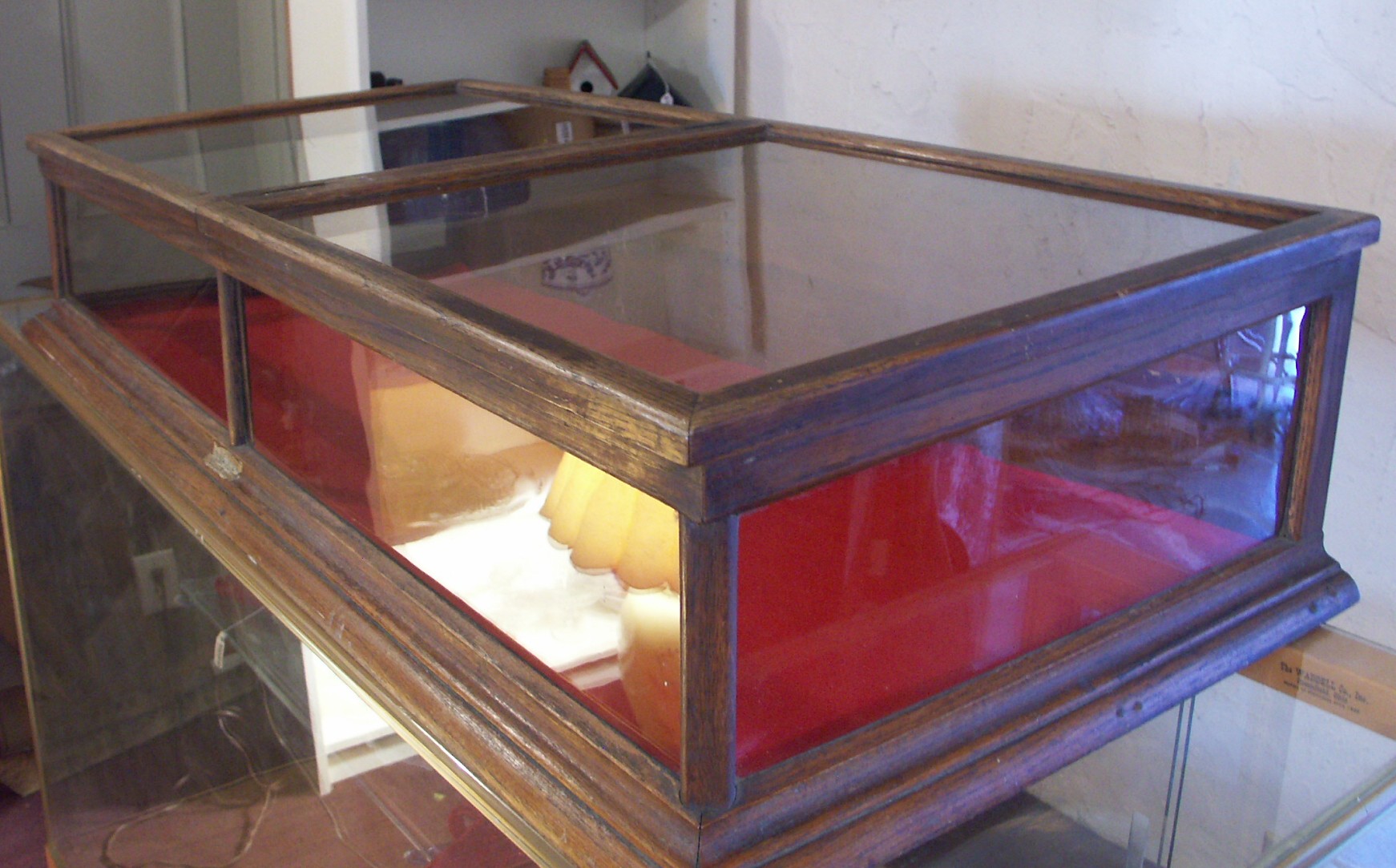 Vintage Oak Jewelry Display Case