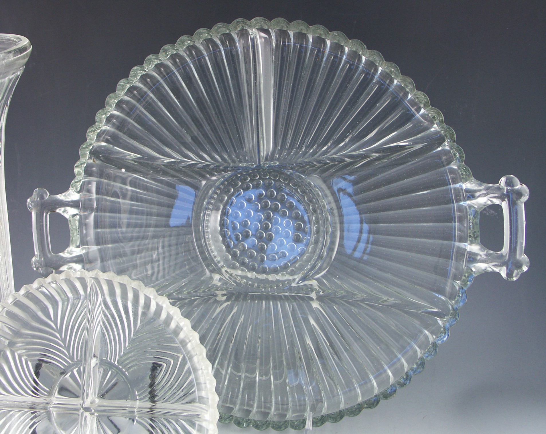 Shelf Lot of Vintage Pressed Glass and Crystal Items