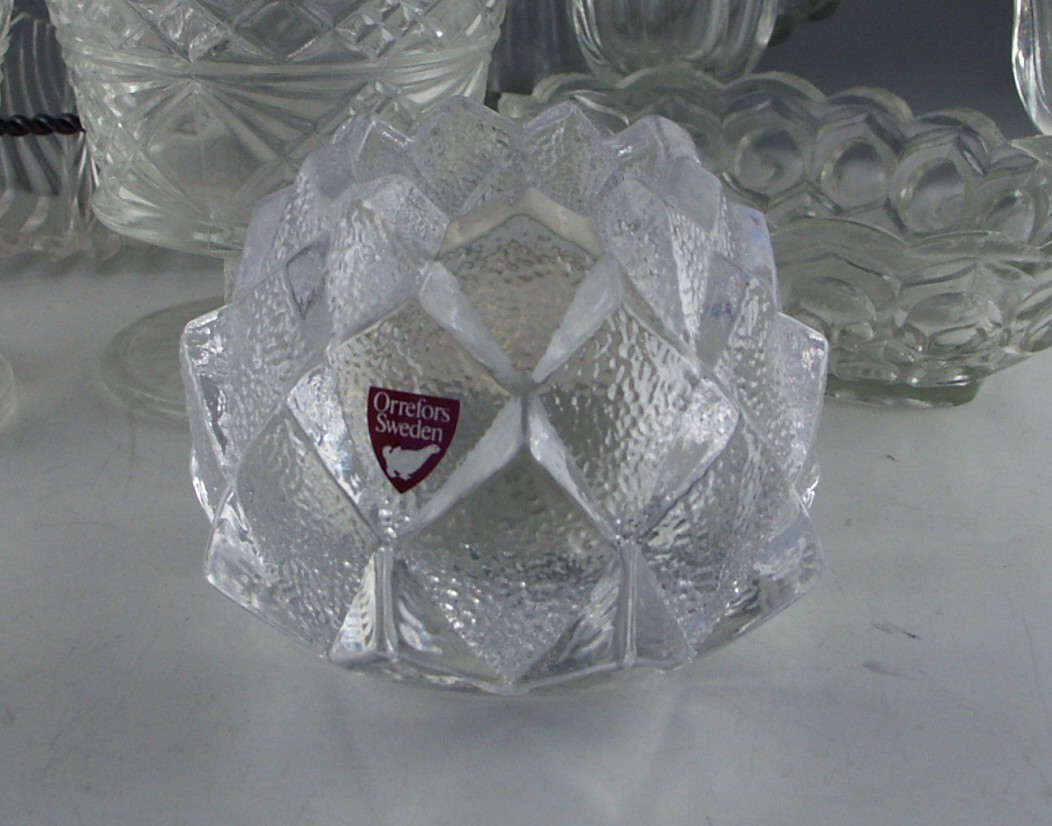 Shelf Lot of Vintage Pressed Glass and Crystal Items