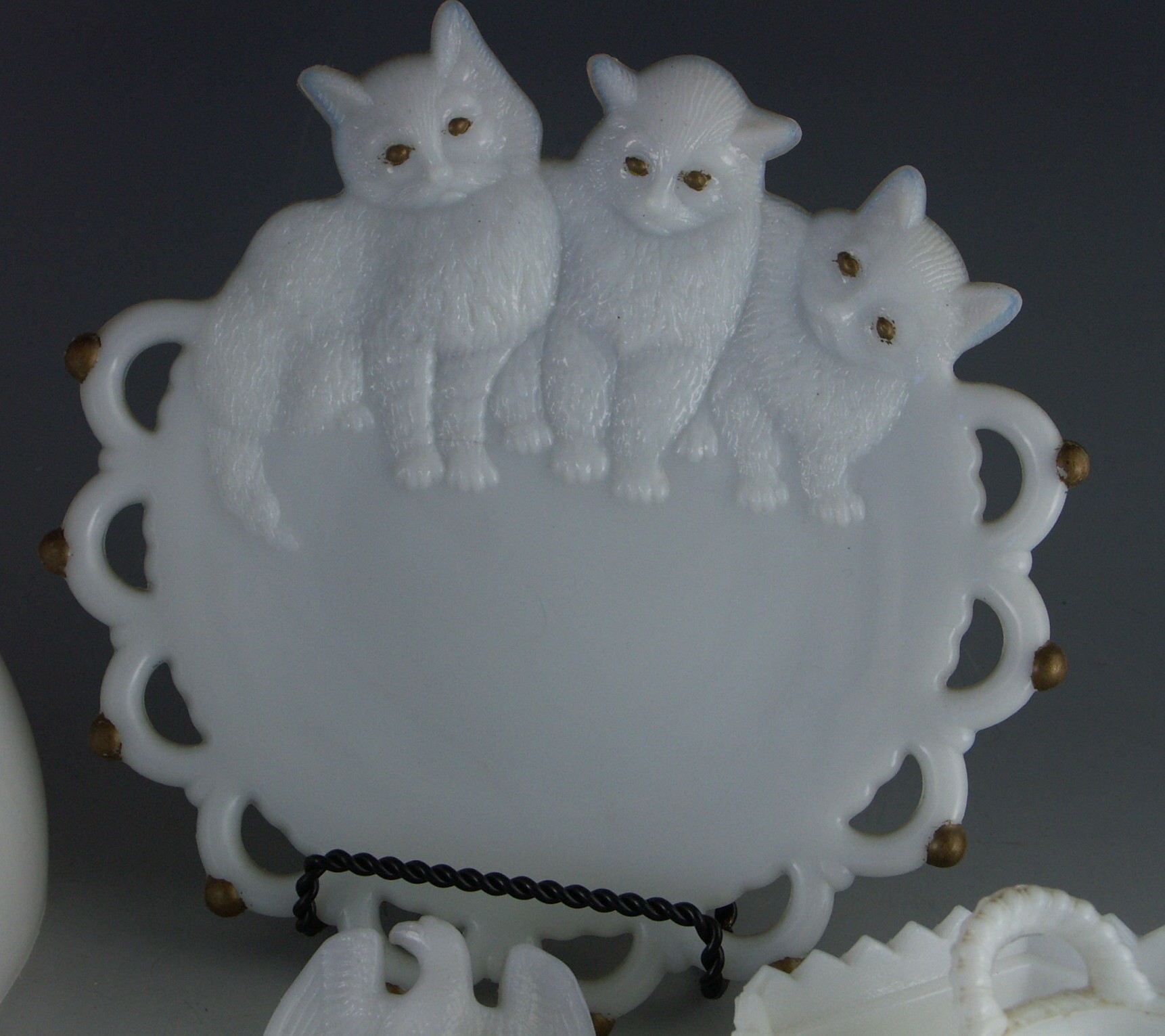 Shelf Lot of White Milk Glass Decorative Items