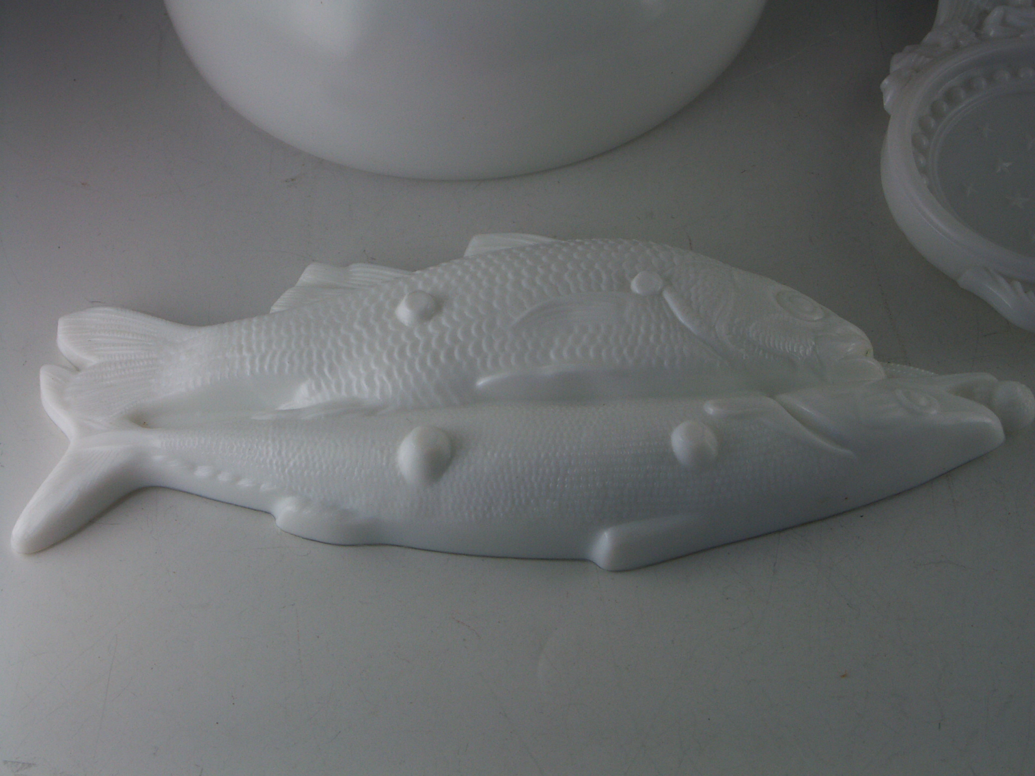 Shelf Lot of White Milk Glass Decorative Items