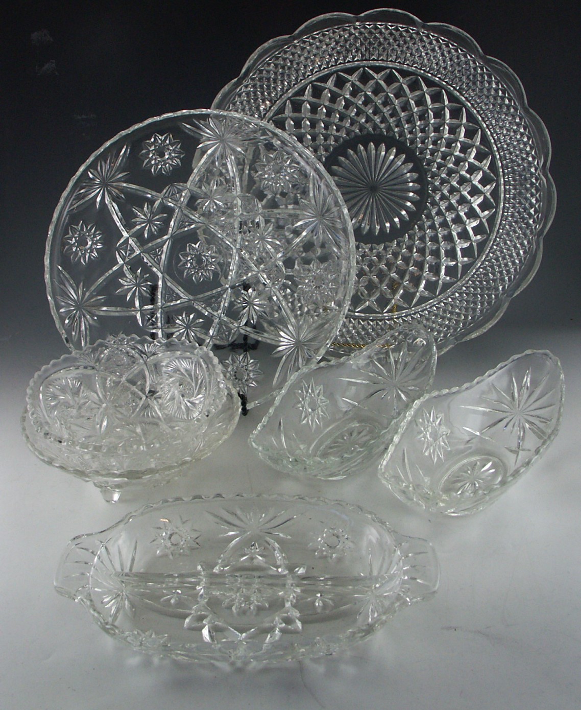 Shelf Lot of Vintage Patterned Glass