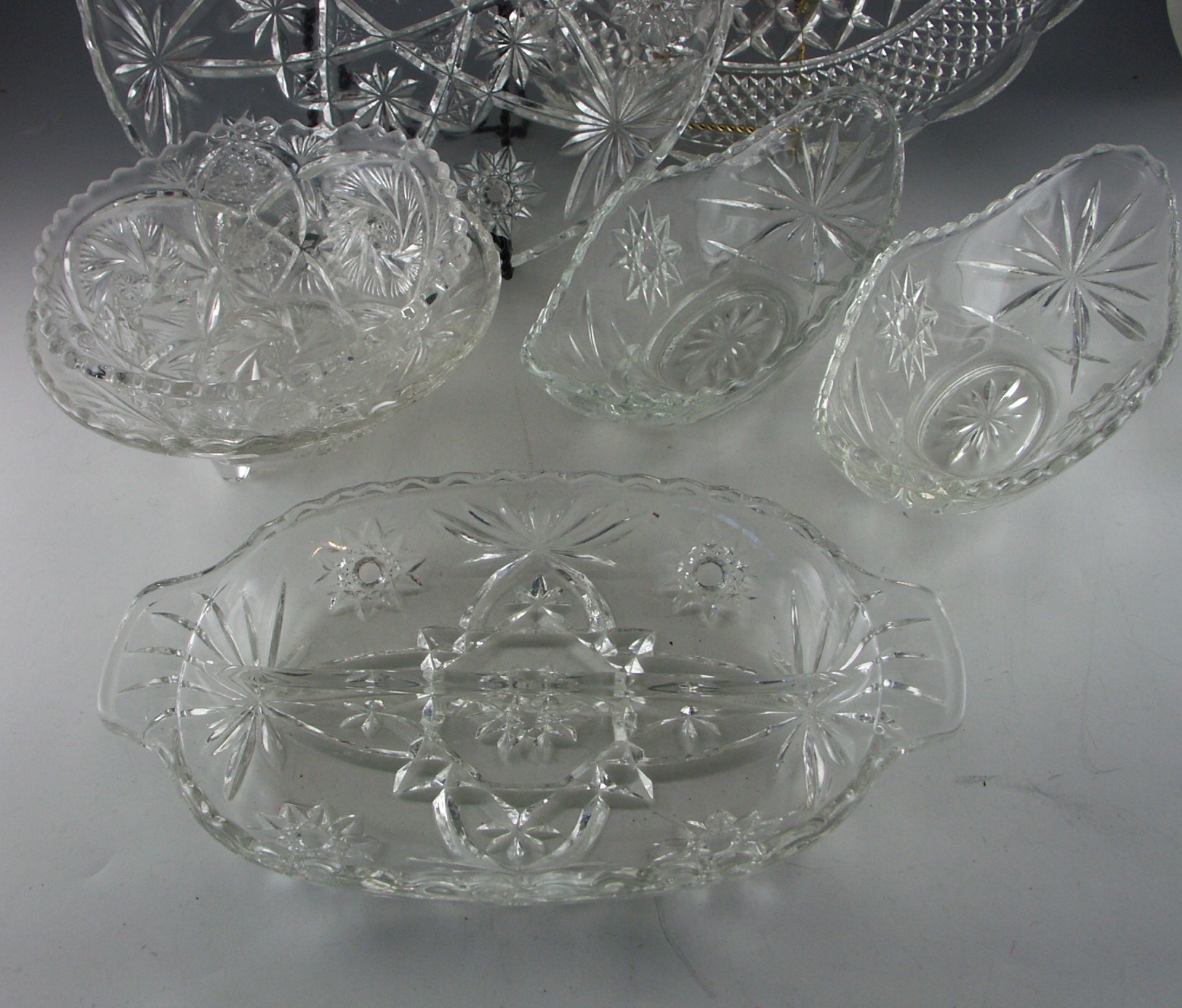 Shelf Lot of Vintage Patterned Glass