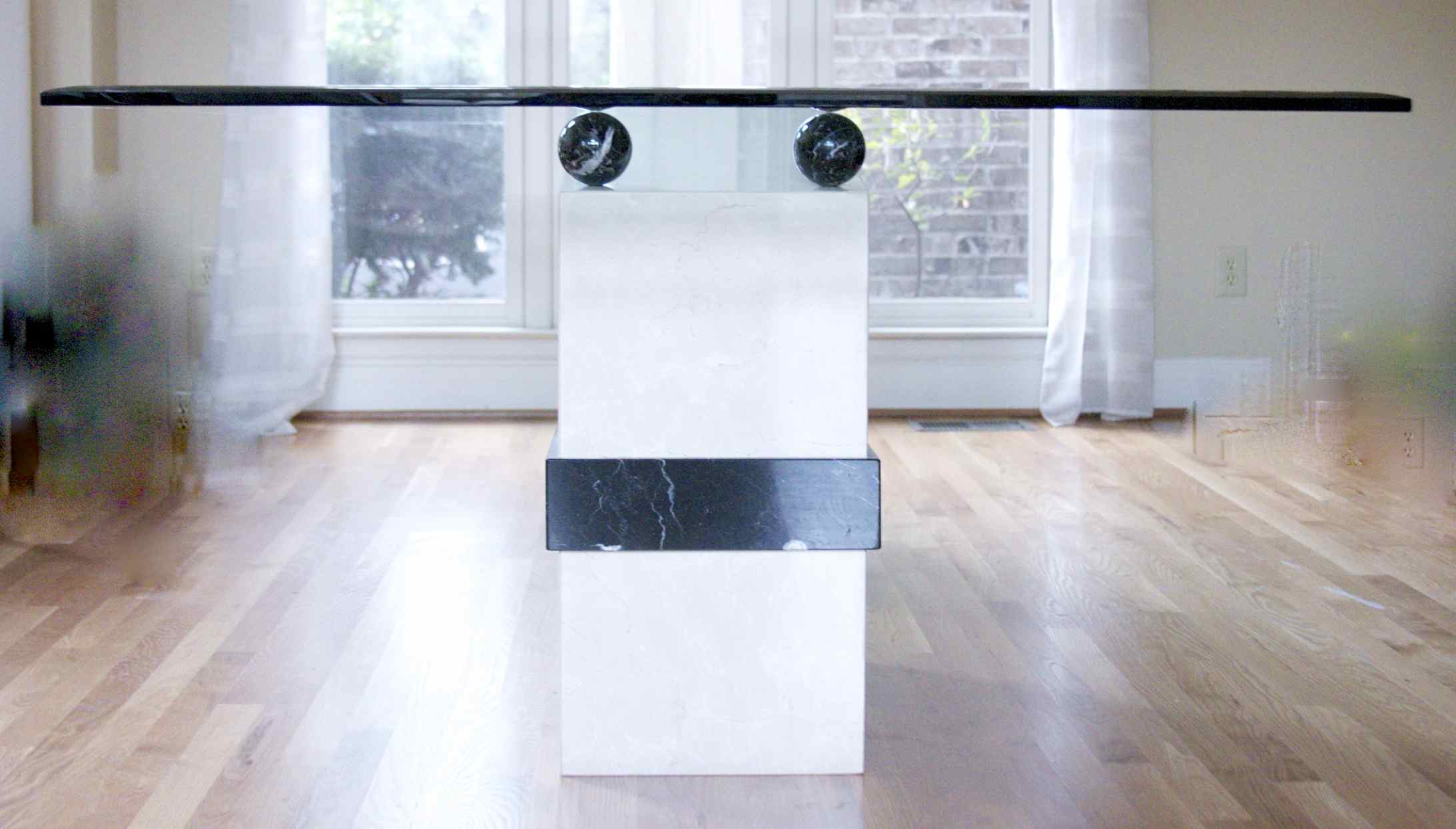 Contemporary Beveled Glass Top Dining Room Table