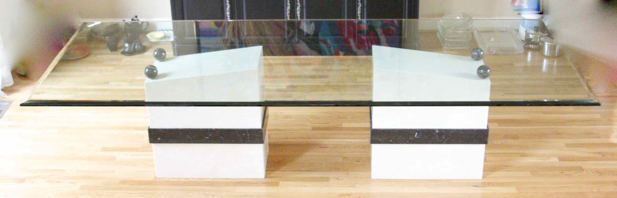 Contemporary Beveled Glass Top Dining Room Table