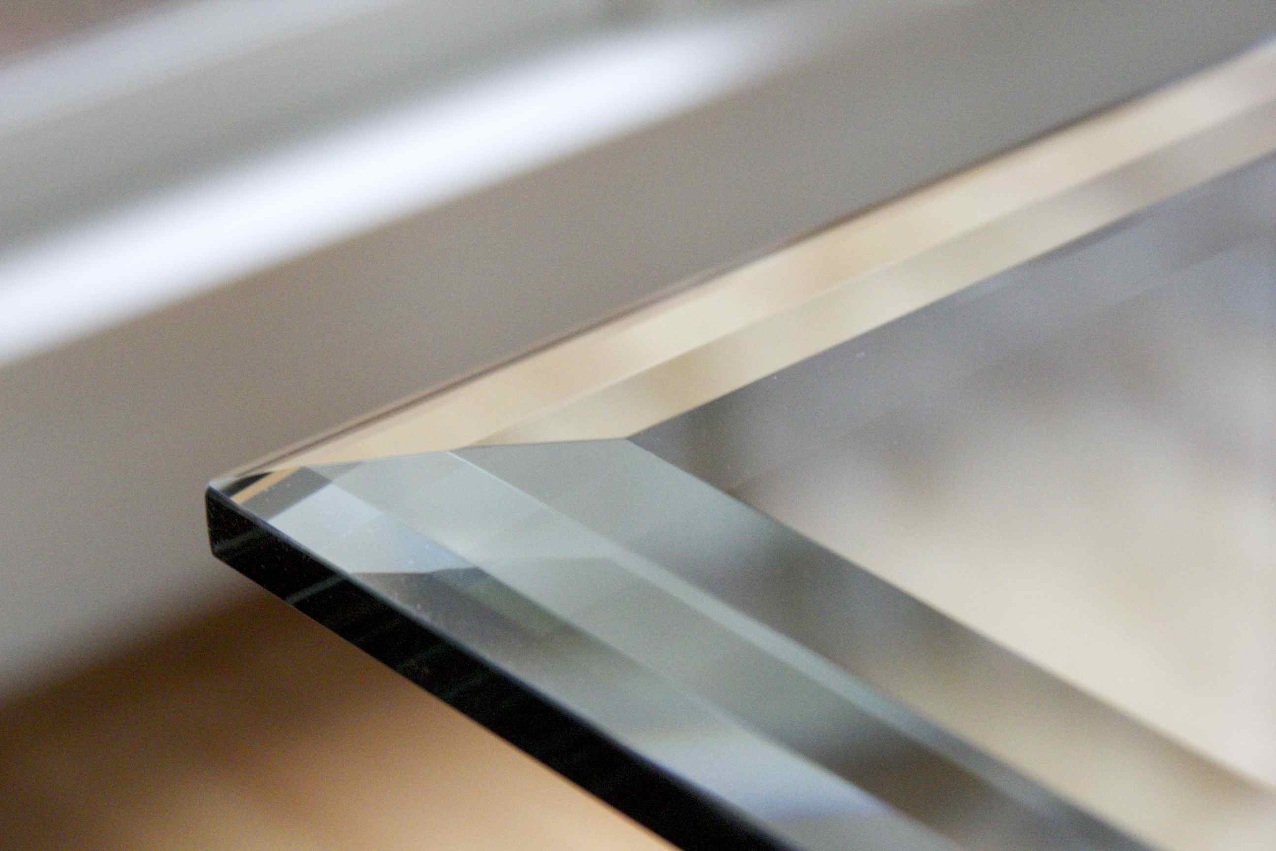 Contemporary Beveled Glass Top Dining Room Table