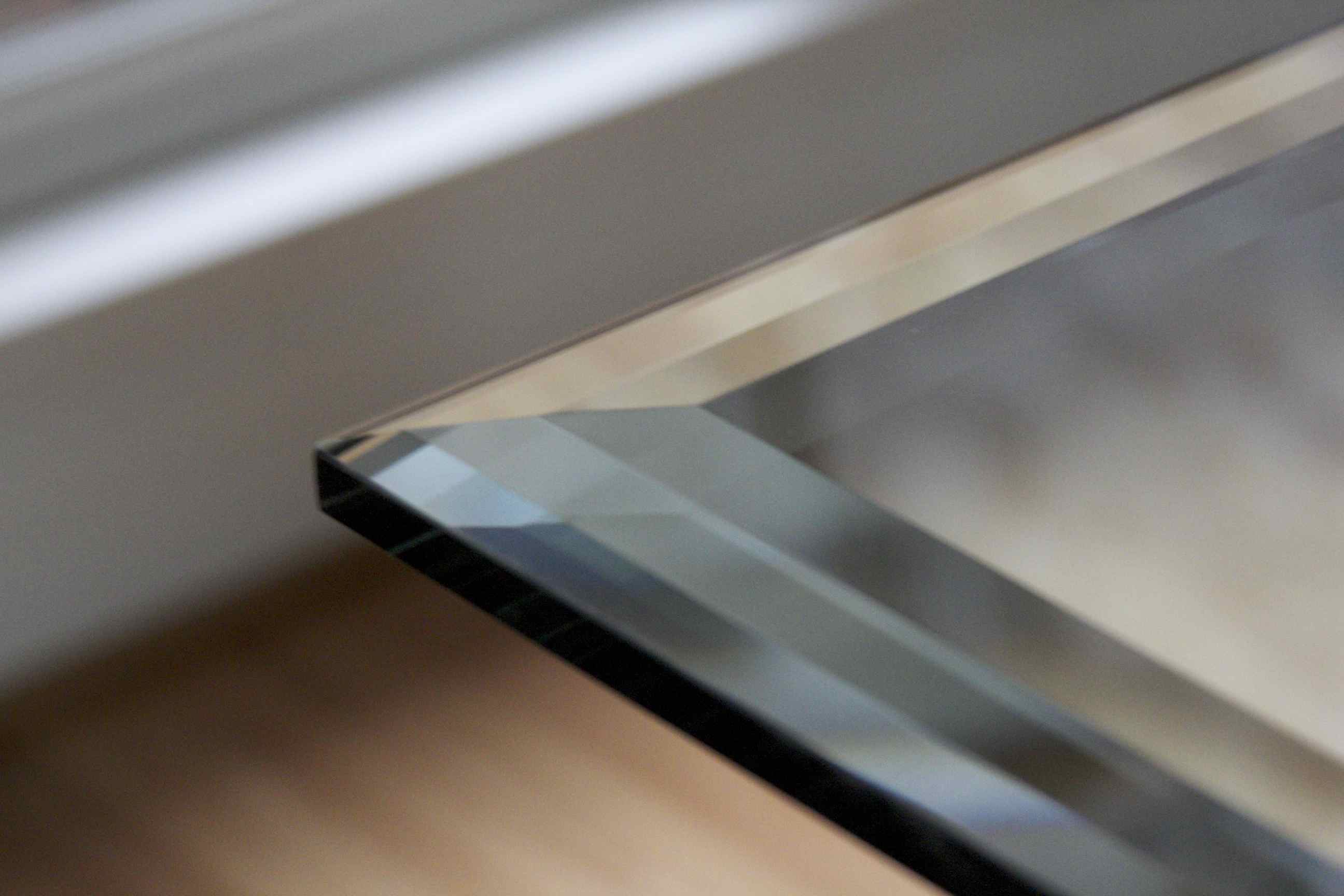 Contemporary Beveled Glass Top Dining Room Table