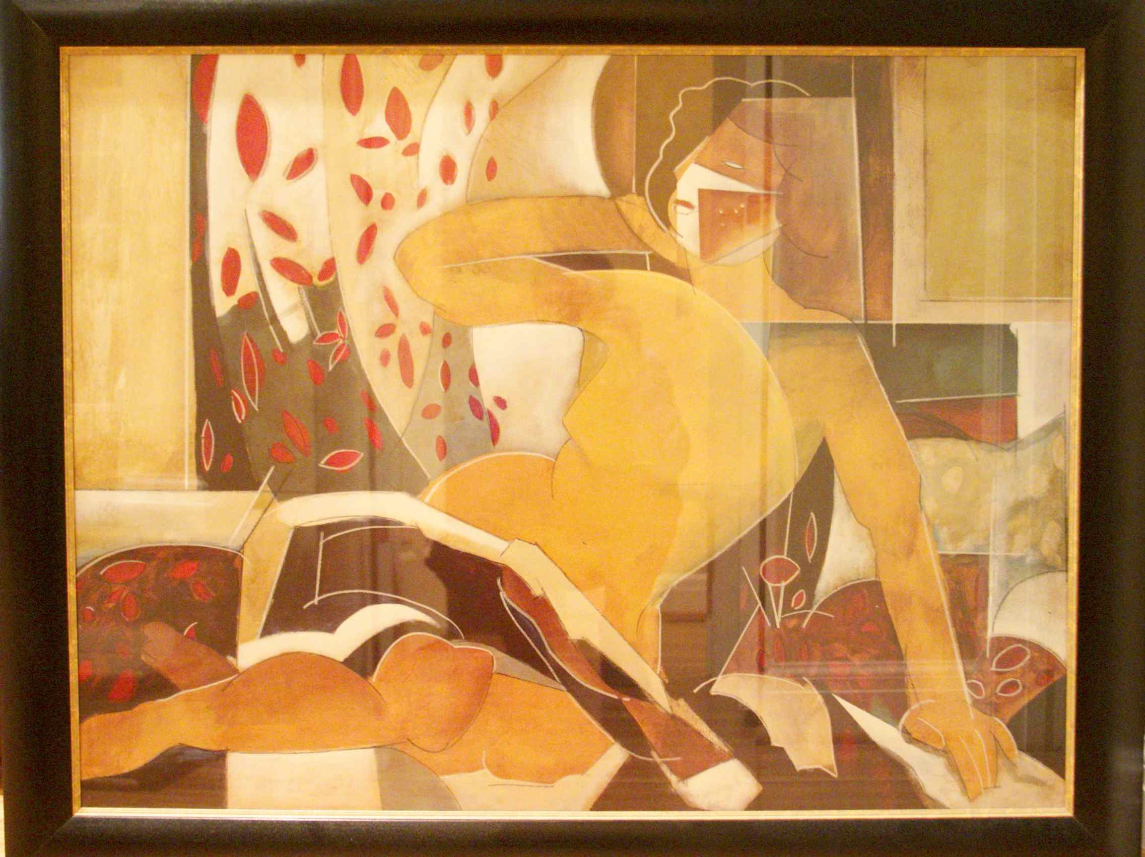 Modern Art Print with Black & Gold Frame