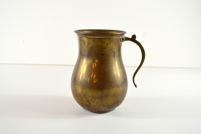 Antique Brass Candlestick, Antique Brass Single Handle Vase, Pewter Wine Coaster