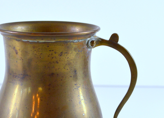 Antique Brass Candlestick, Antique Brass Single Handle Vase, Pewter Wine Coaster